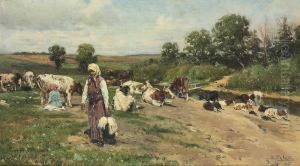 Herd By The River by Vladimir Egorovic Makovsky