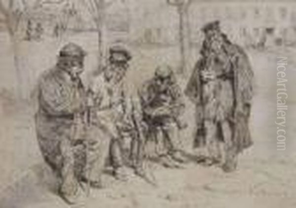 Vieux Hommes Dans Les Jardins De L'hospice - view 1