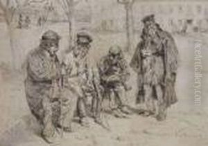 Vieux Hommes Dans Les Jardins De L'hospice
