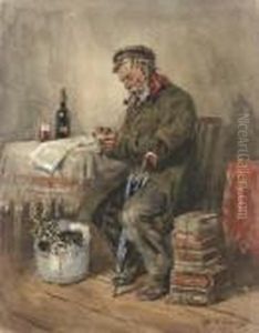 A Seated Man Smoking A Pipe
