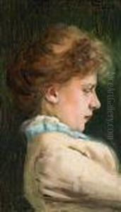 Portrait D'une Jeune Femme. by Vladimir Egorovic Makovsky