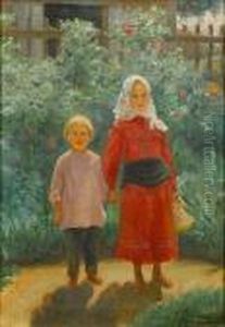 Portrait Of Two Young Children by Vladimir Egorovic Makovsky