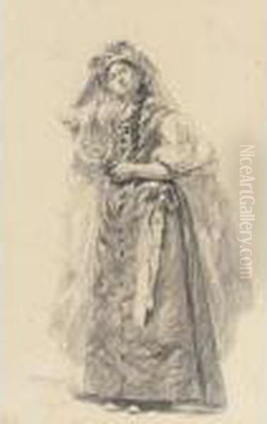 Young Peasant Woman; Sewing At The Window - view 1