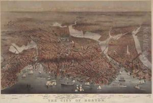 Aerial view of the city of Boston, engraved by L.W. Atwater, 1873 by Charles Parsons