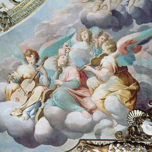 Detail of angel musicians from the vault of the choir by Camillo Procaccini