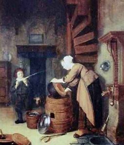 A Kitchen Interior by Abraham de Pape