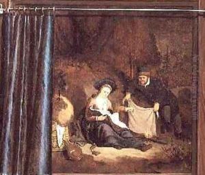 A trompe loeil of The Rest on the Flight into Egypt by Abraham de Pape