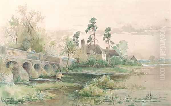 Fly fishing by a bridge - view 1