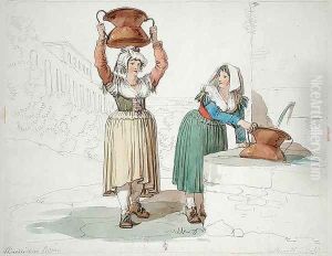 Women at the Fountain in Tivoli, 1820 by Bartolomeo Pinelli