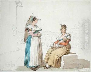 Peasants from Frascati, 1820 by Bartolomeo Pinelli