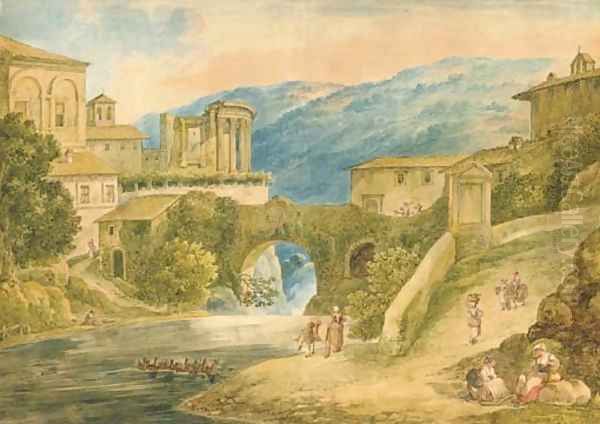 Tivoli with the Temple of Vesta, figures in the foreground - view 1