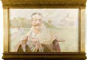 Portret Mezczyzny Na Tle Pejzazu, 1920 R. by Jacek Malczewski