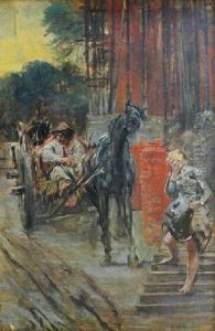 Scena Przed Dworem, Ok. 1890 by Jacek Malczewski