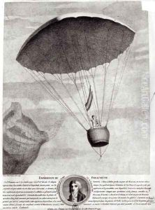 The First Parachute Descent by Andre Jacques Garnerin 1770-1823 over Parc Monceau, 22nd October 1797