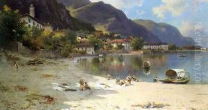 On The Shores of Lake Lecco by Silvio Poma