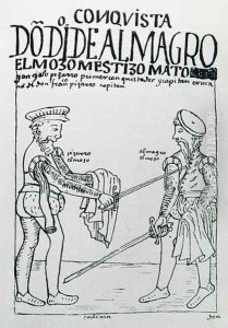 Gonzalo de Pizarro c.1502-48 Kills Diego de Almagro 1475-1538 by Felipe Huaman Poma de Ayala
