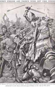 When the French and English Fought at Agincourt, illustration Newnes Pictorial Book of Knowledge, c.1920 by Walter Stanley Paget
