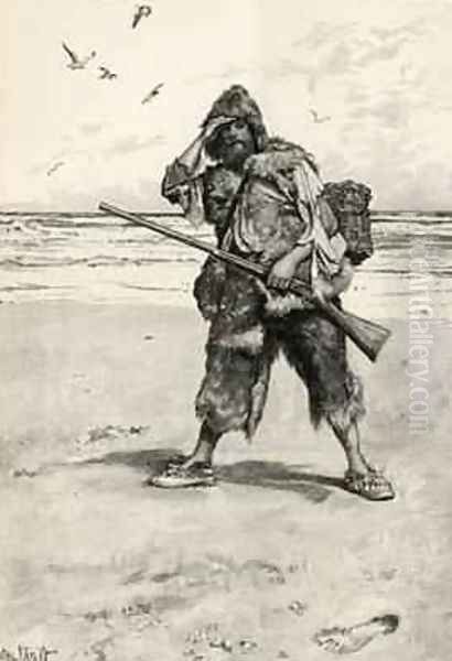 I Stood Like One Thunderstruck, illustration from Robinson Crusoe by Daniel Defoe 1660-1731 published by Cassell and Company, 1896 - view 1