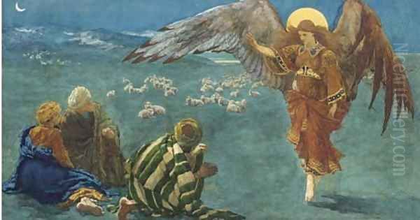 Angel Gabriel appearing to the three shepherds - view 1
