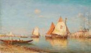 Blick Auf Venedig Mit Segelschiffen Im Vordergrund by Charles Malfroy