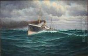 Vapeur Par Mer Forte by Charles Malfroy