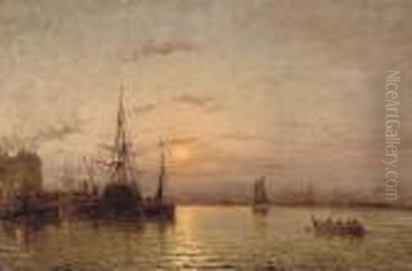 The Sun Setting Over The Harbour At Nantes - view 1