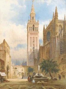 The cathedral and Giralda Tower, Sevilla by Friedrich Perlberg