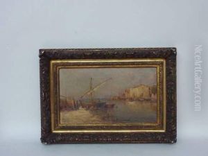 Representant Des Bateaux Au Pied De Villages De Pecheurs by Henri Malfroy