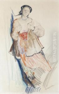 Young Woman Standing by Philippe Andreevitch Maliavine