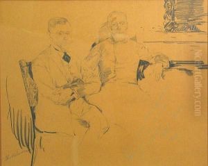 Portrait Of Two Gentlemen by Philippe Andreevitch Maliavine