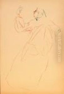 Woman In Kerchief And Wide-sleeved Gown Gesticulating