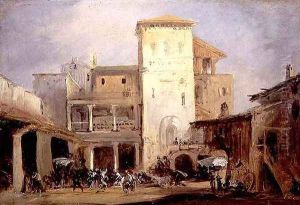 The House of Lord Don Pedro in Alcala de Henares by Jenaro Perez Villaamil