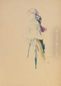 Girl In Kerchief And Gathered Skirt And Blouse by Philippe Andreevitch Maliavine