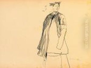 Woman In Coat Standing by Philippe Andreevitch Maliavine