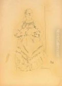 Woman In Russian Dress Standing by Philippe Andreevitch Maliavine