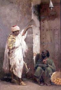 An orange-seller with a warrior by Philippe Pavy