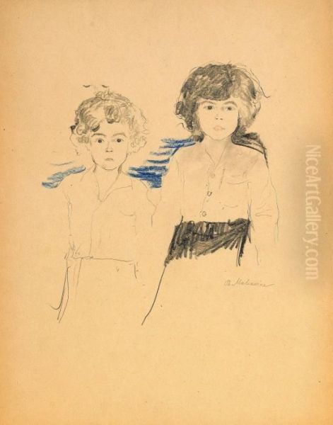 Portrait Sketch Of Two Children - view 1