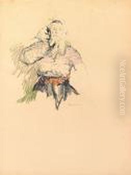 Pensive Peasant Woman - view 1