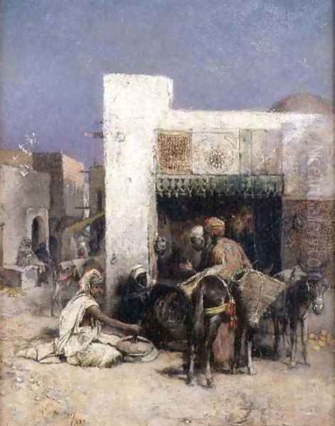 Arabs outside a house - view 1