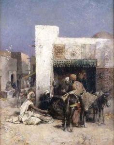 Arabs outside a house