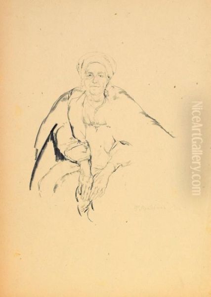 Woman In Kerchief And Russian Dress - view 1