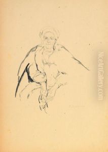 Woman In Kerchief And Russian Dress by Philippe Andreevitch Maliavine