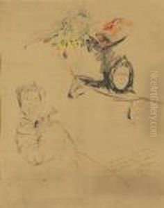 Three Studies Of Women In Headscarfs by Philippe Andreevitch Maliavine