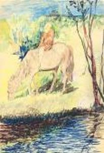 Cavalier Pres D'un Ruisseau. by Philippe Andreevitch Maliavine