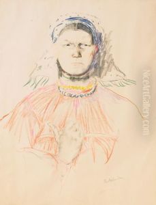 Peasant Woman In A Red Blouse by Philippe Andreevitch Maliavine