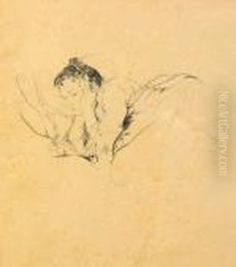 Study Of A Girl Lying On A Bed by Philippe Andreevitch Maliavine