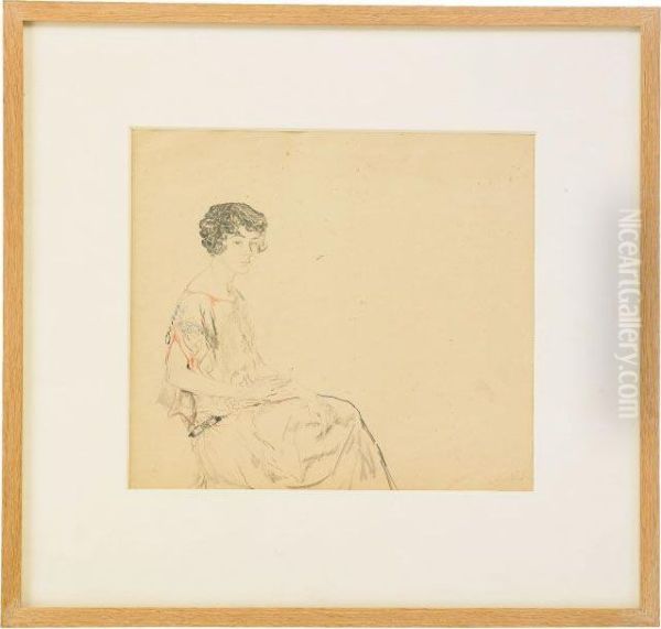 Portrait Of A Girl In A Patterned Silk Dress - view 1