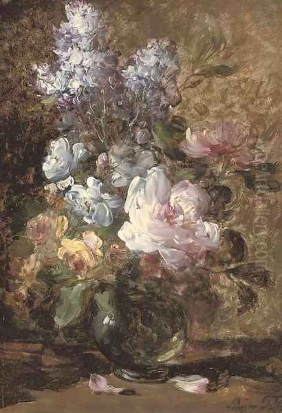 Summer blooms in a glass vase - view 1