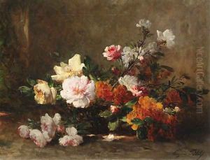 Still life with peonies and roses by Eugene Petit