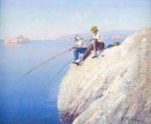 Pecheurs Sur La Corniche A Marseille by Vincent Manago